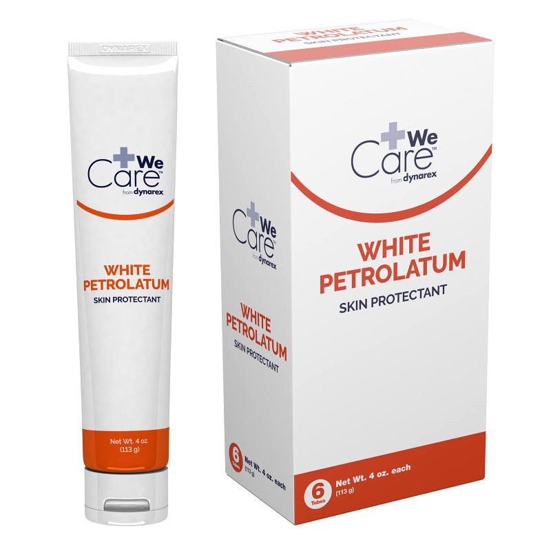 Dynarex White Petrolatum, Petroleum Jelly for Dry, Damaged or Cracked Skin, Soothing White Petroleum Jelly for Minor Skin Irritations, 4 oz. Tubes, 1 Box of 6 Tubes - Image 1